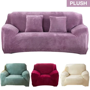 

Velvet Plush Thicken Sofa Cover All-inclusive Elastic Sectional Couch Cover for Living Room Chaise Longue L Shaped Corner Covers