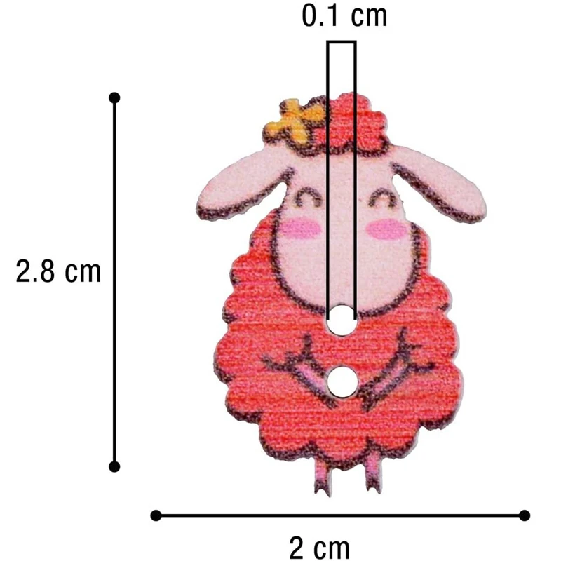50Pcs Cute Sheep Shape Wooden Buttons in Bulk for Diy Crafts Sewing Knitting Card Making Mix Color 6