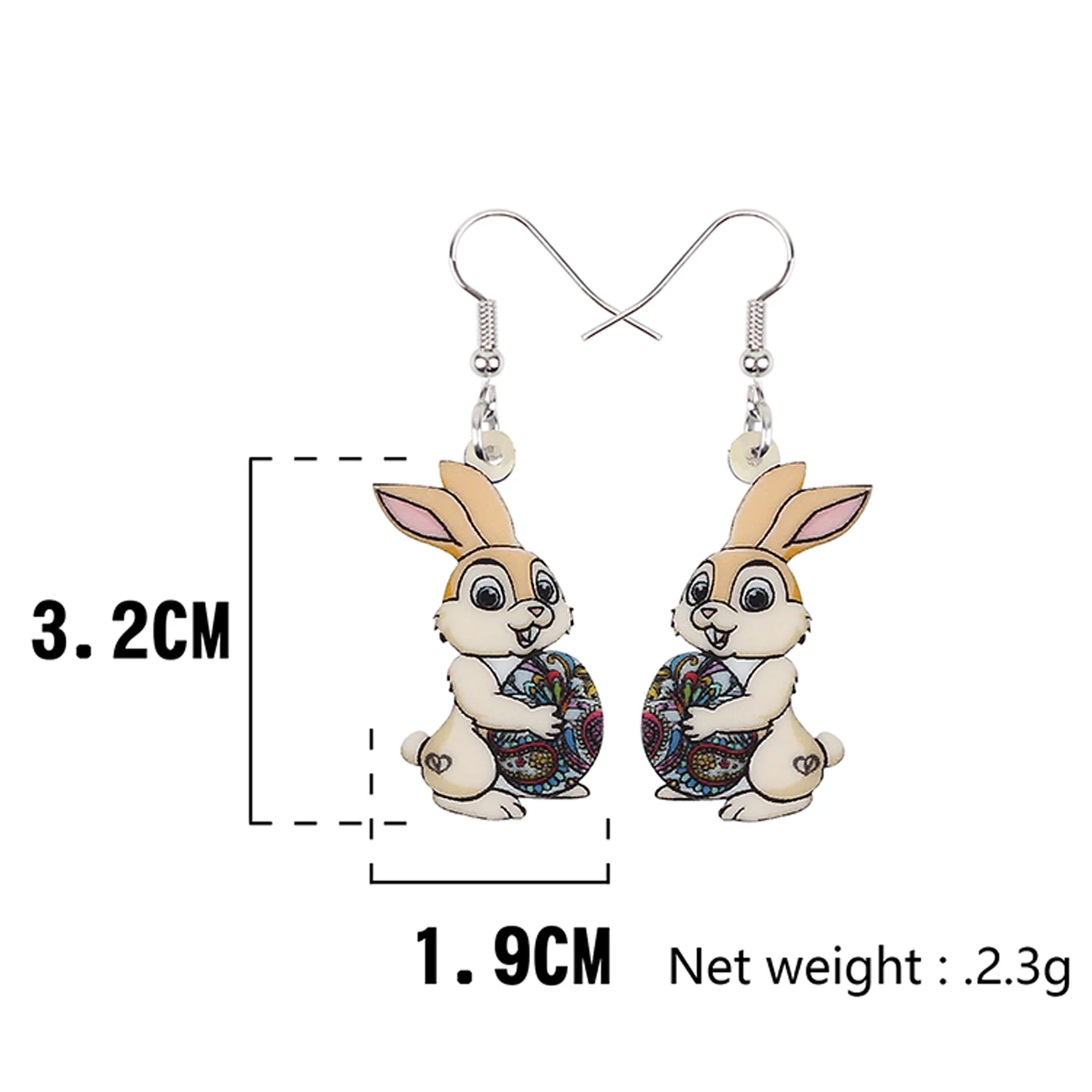 Bonsny Acrylic Easter Egg Basket Hare Rabbit Bunny Earrings Lovely Animal Dangle Drop Jewelry For Women Girls Festival Accessory