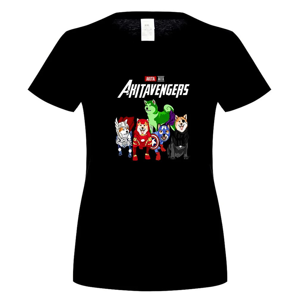 Akita Inu Мстители Akitavengers Endgame футболка черный хлопок для мужчин S-6Xl США сток Новейшая модная футболка - Цвет: women black