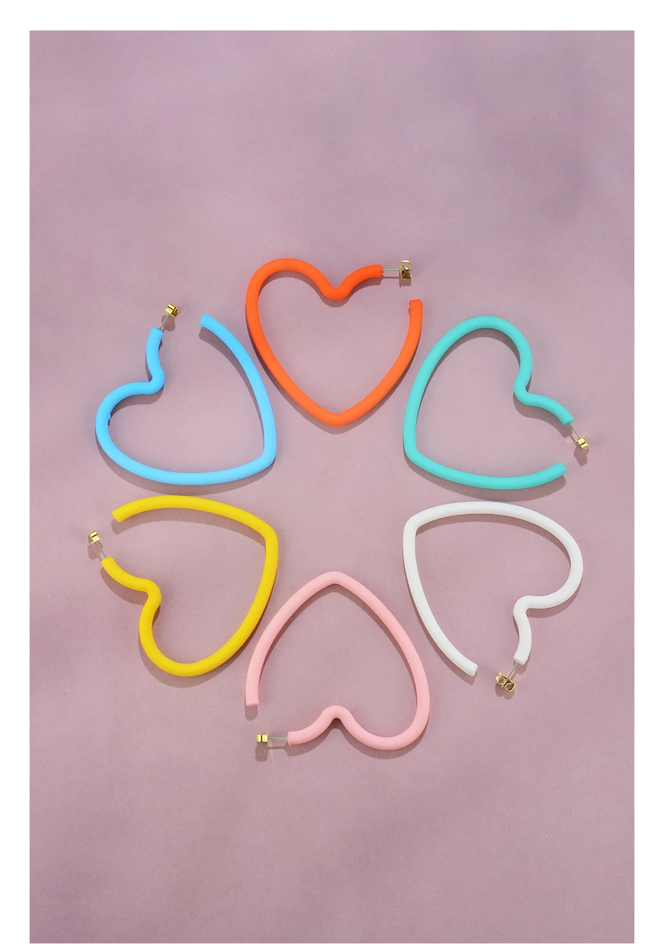 ENFASHION серьги-кольца в форме сердца из смолы для женщин, 2 пары, большие цветные серьги-обручи, модные ювелирные изделия, подарки Aros Aretes E191075