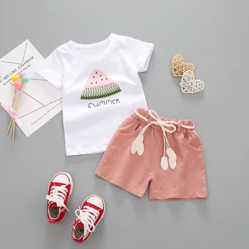 

TELOTUNY Children's clothing (1Y-4Y) Toddler Kids Baby Girl Short Sleeve Watermelon Letter Print Tops + Shorts Outfits Set Jun20