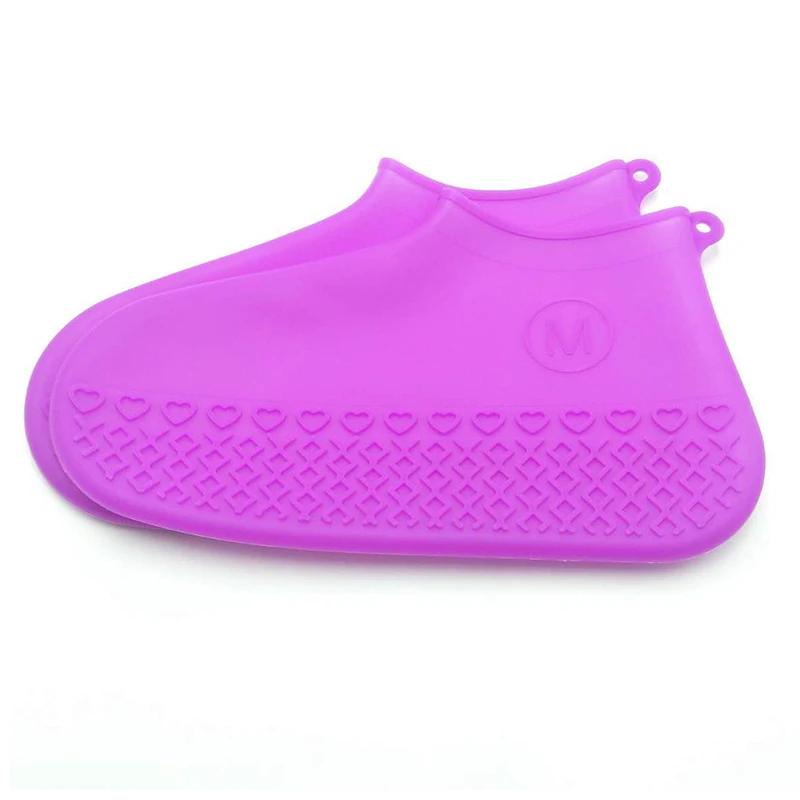 Противоскользящий, для дома Пылезащитная силиконовая эластичная обувь чехол портативный складной уличный водонепроницаемые бахилы обувь унисекс защита от дождя - Цвет: Фиолетовый