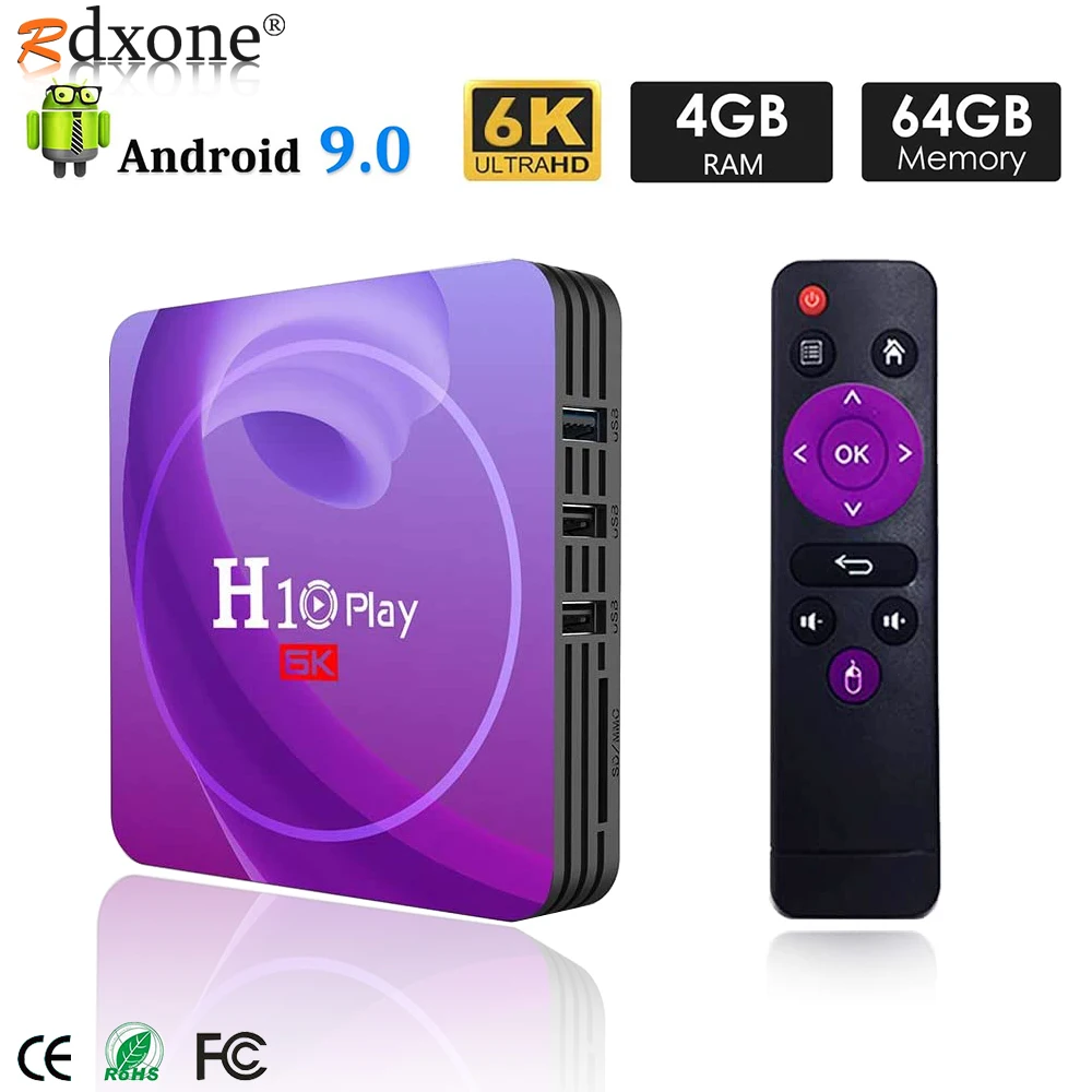 Смарт ТВ бокс Android 9 0 4 ГБ 32 64 Гб Allwinner H6 четырехъядерный 6K HDR 2 GHz Wifi Google Player