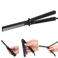 Cortador de aço inoxidável prática treinamento borboleta cortador dobrável para acampamento ao ar livre maçante ferramenta cepillo pelo pente barbeiro