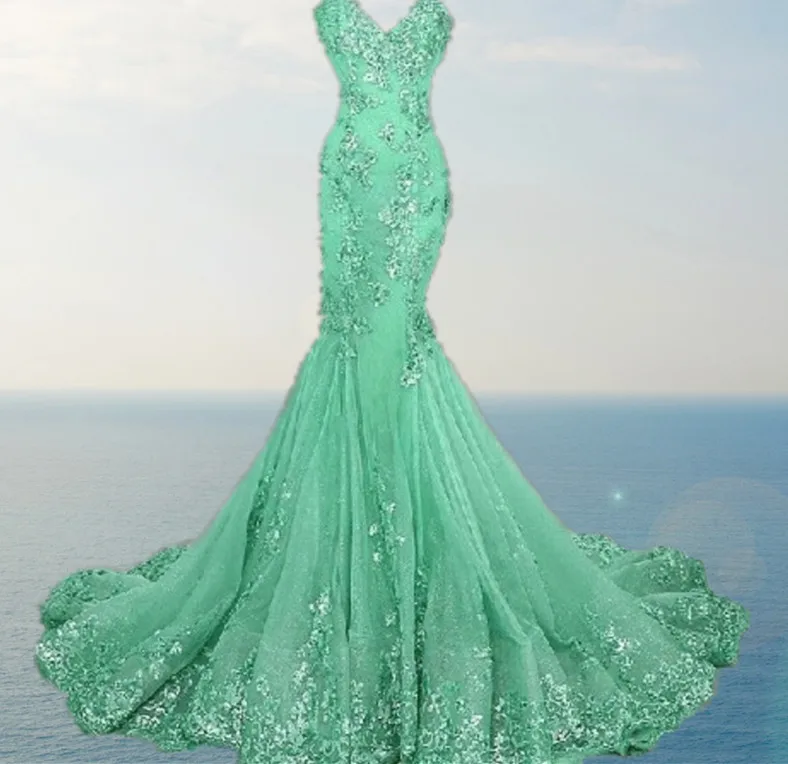 appliques Sequins lace Prom Dresses Luxury Evening Gowns Sweetheart robe de soiree Mermaid Long Evening Dress real photos - Цвет: same as picture
