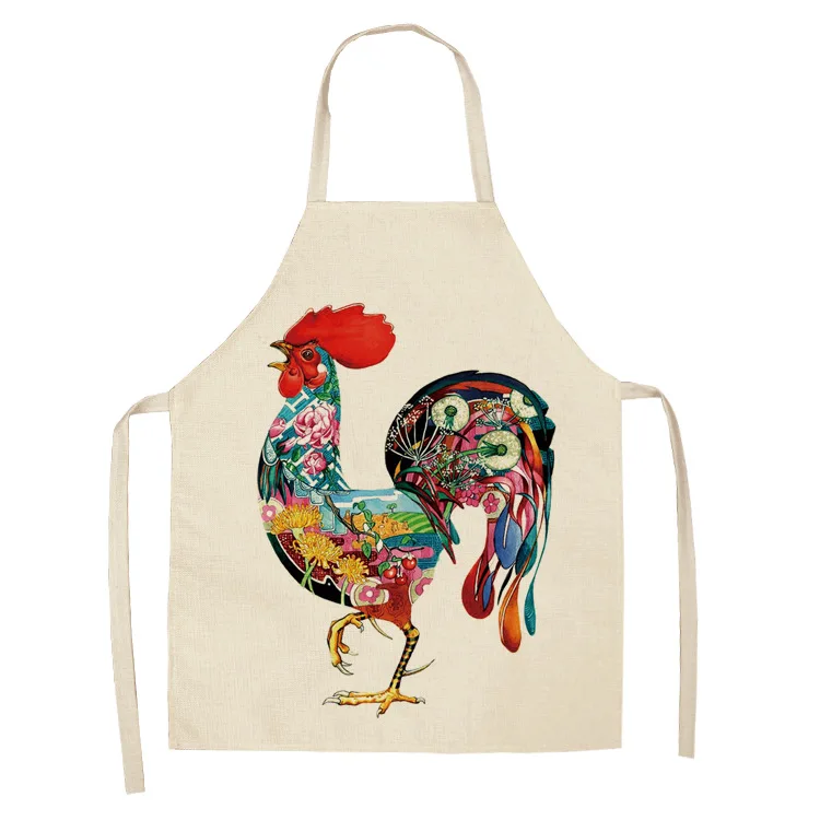 Parent-child Kitchen Apron Cartoon Creative Animal Printed Sleeveless Cotton Linen Aprons for Men Women Home Cleaning Tools