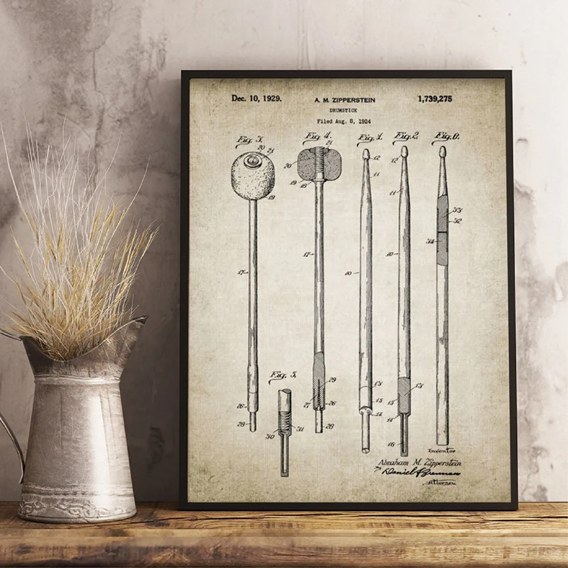 Drum-Kit-Patent-Vintage-Posters-Print-Drumstick-Music-Cymbal-Drum-Design-Wall-Art-Canvas-Painting-Pictures