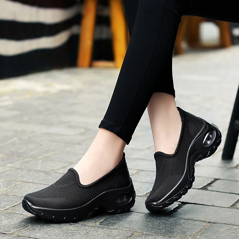 

2019 Autumn New Style Middle-aged Casual Shoes Breathable Mesh Loafers Mom Walking Shoes Thick Bottomed Sports WOMEN'S Shoes