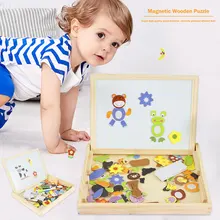 Puzzle magnético de madeira fazenda animais cartões de brinquedo educacional caixa design desenho placa blackboard aprendizagem educação brinquedos para crianças