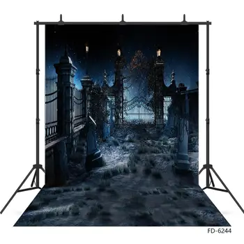 

Photo Background Tomb Retro Iron Gate Starry Computer Printed Photography Backdrop for Children Baby Halloween Photophone Props