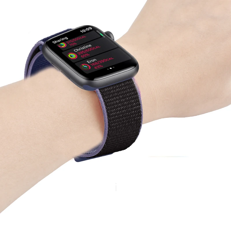 Ремешок для apple watch band 4 5 3 44 мм 40 мм спортивный нейлоновый браслет correa apple watch 42 мм 38 мм iwatch series 5/4/3 ремешок для часов