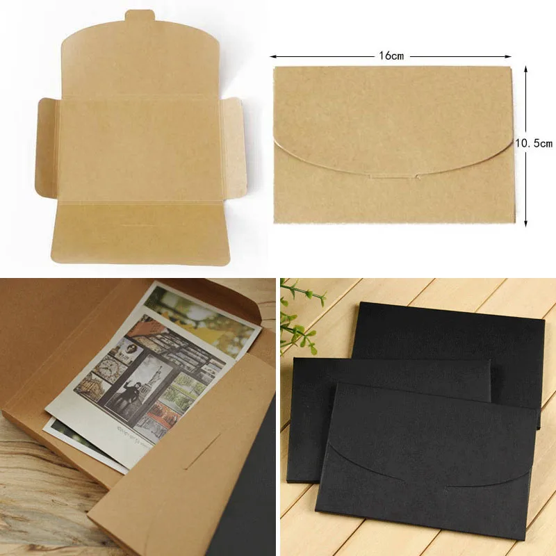 Description Picture 3 of item10pcs Black Kraft Paper Cardboard Envelope bag Wedding invitation cards Packaging box Photo Postcard Envelope Gift Box & Window