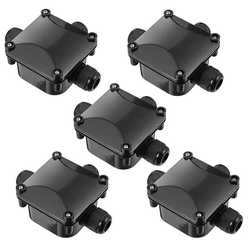 

5PCS IP68 Electrical Cable Waterproof Connector Junction Box 3-Way Design Available for 2-Pole or 3-Pole Cable Connection