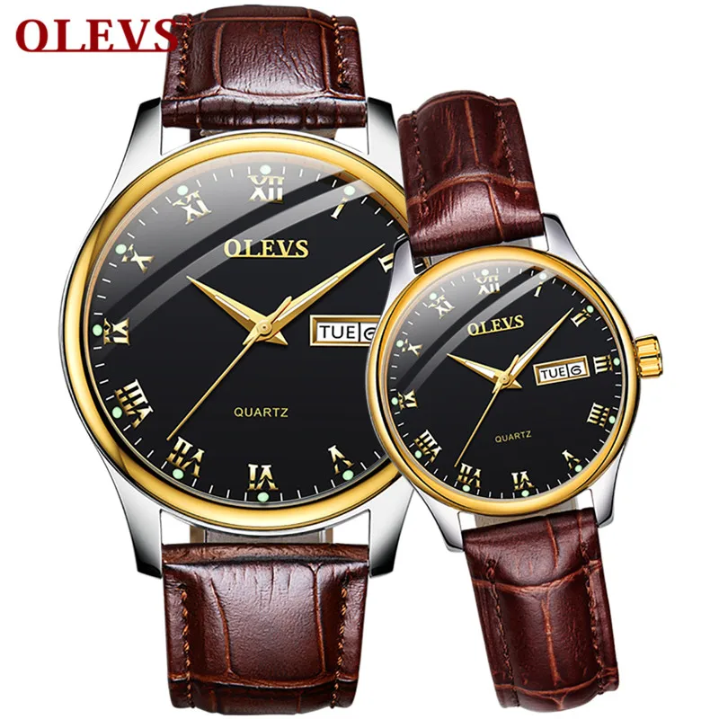 ORIGINAL  OLEVS Couple Watch Fashion Simple Watch Luxury Fine steelQuartz couple Watch Digital scale date lig