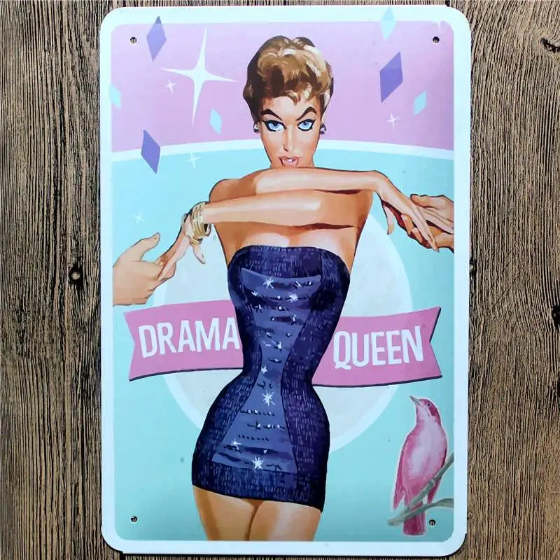 Розовый Американский Ретро плакат Pin Up Girl жестяная вывеска Украшение Металлическая винтажная настенная декоративная табличка металлическая живопись жестяная вывеска Настенный декор - Цвет: Розовый
