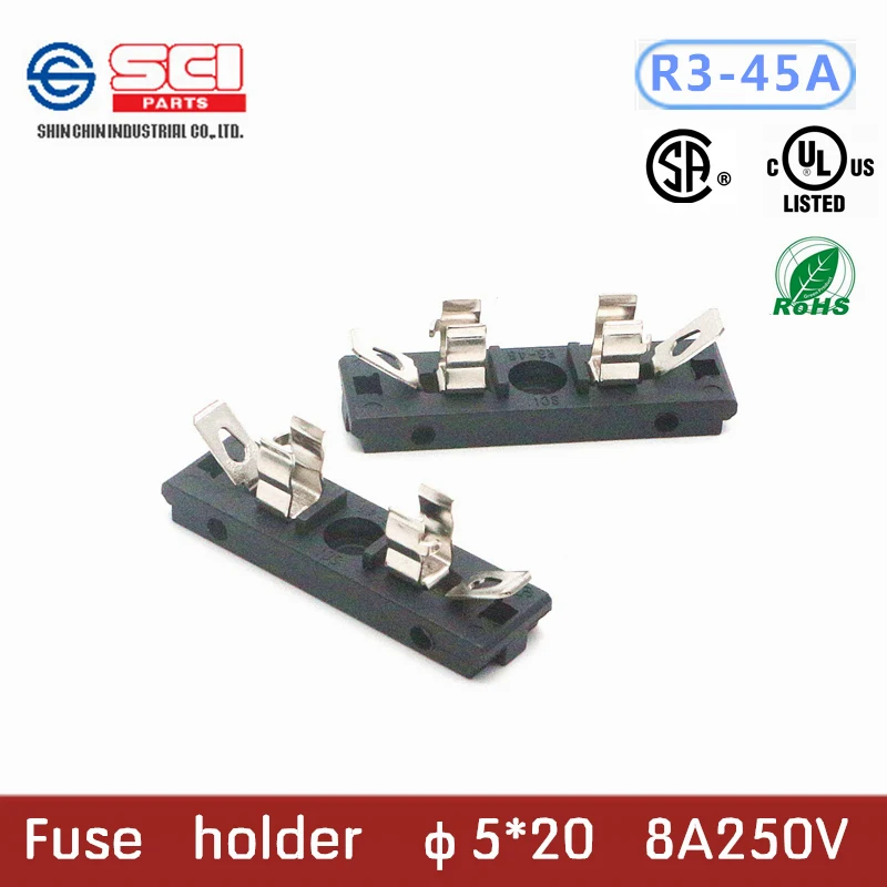 R3-45A/тайваньский держатель предохранителя SCI/PBT (UL flame:94V-0)/8A 250 В 5*20