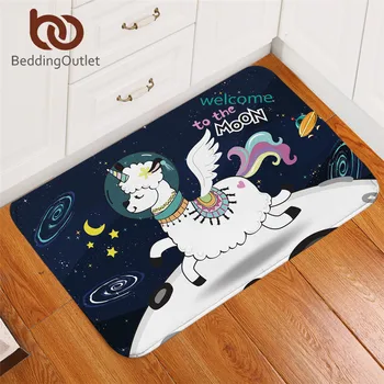 

BeddingOutlet Space Llama Carpet Unicorn Printed Area Rug Moon Star Alpaca Sheep Non-slip Bathroom Rug Cartoon Kids Play Mat