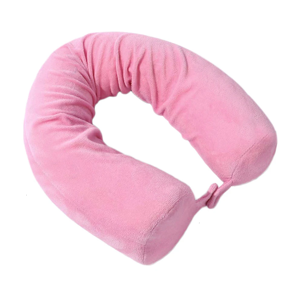 U-образная подушка для шеи шейный корсет боль в плечах Расслабляющая поддержка твист памятная пена дорожная подушка для шеи подбородок поясничная ножка - Цвет: Розовый
