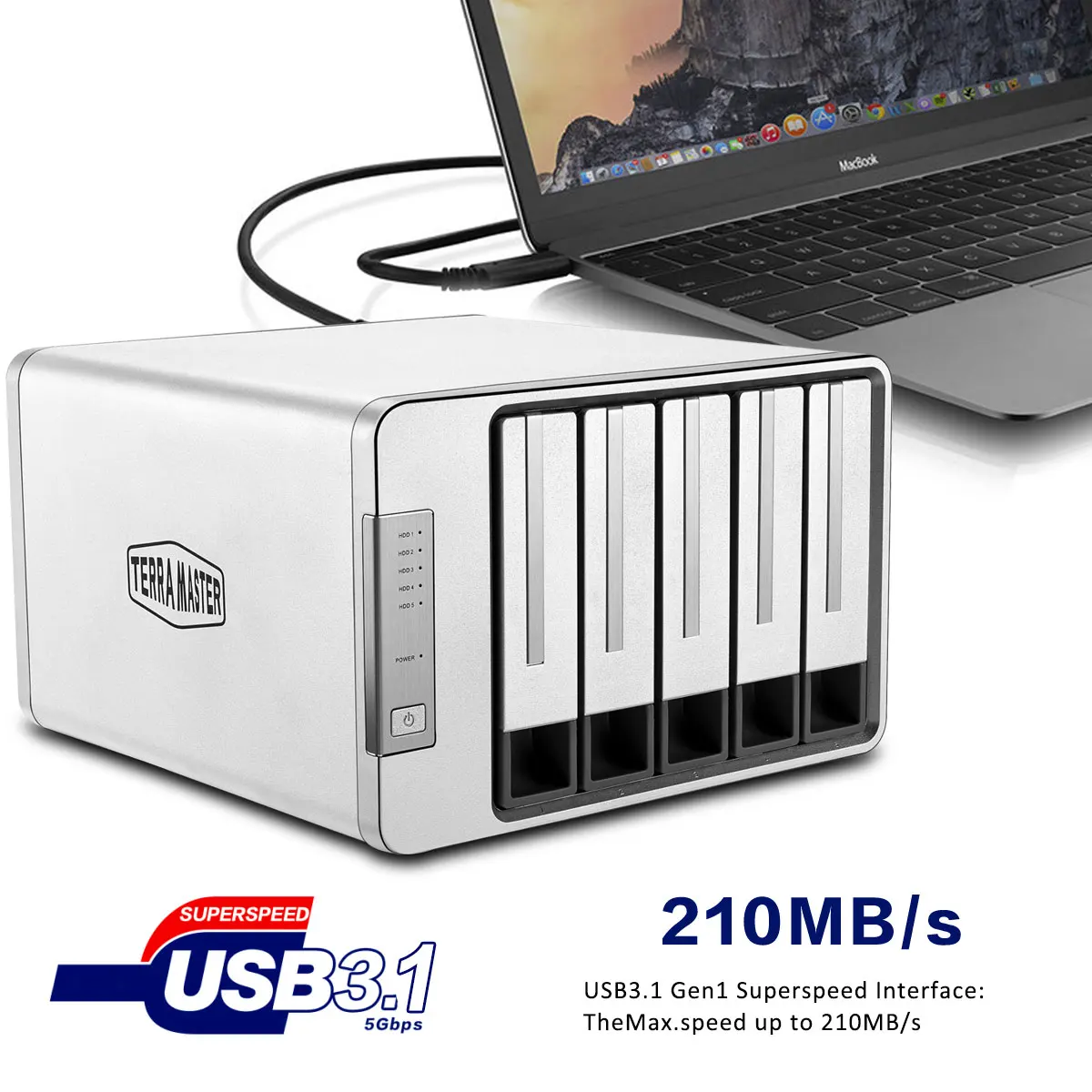 Terramaster D5-300 Usb3.0 (5gbps) Type C 5-bay External Hard Drive 