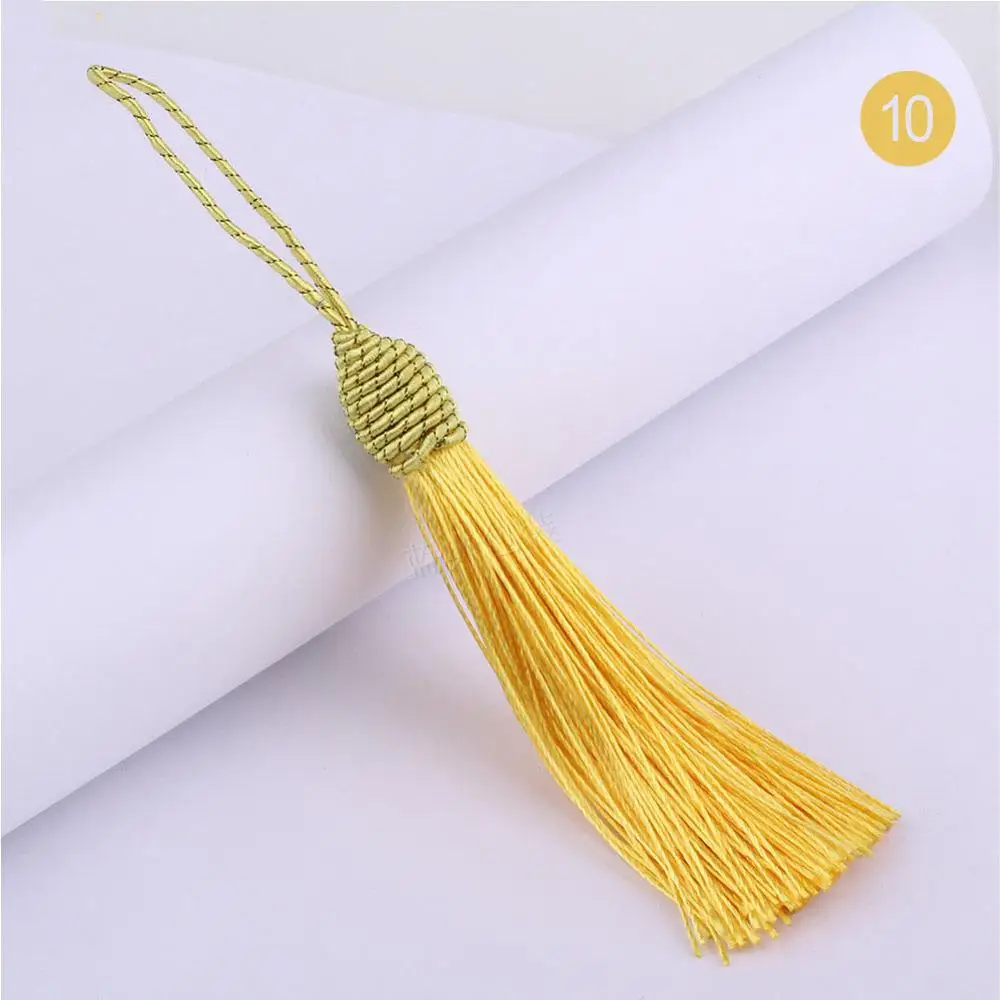 yellow 10 шт./партия, 14 см, с удлиненной гайкой кисточка для сережек, Очаровательная подвеска, атласные кисточки, сделай сам, фурнитура для ювелирных изделий, декоративная кисть - Цвет: yellow