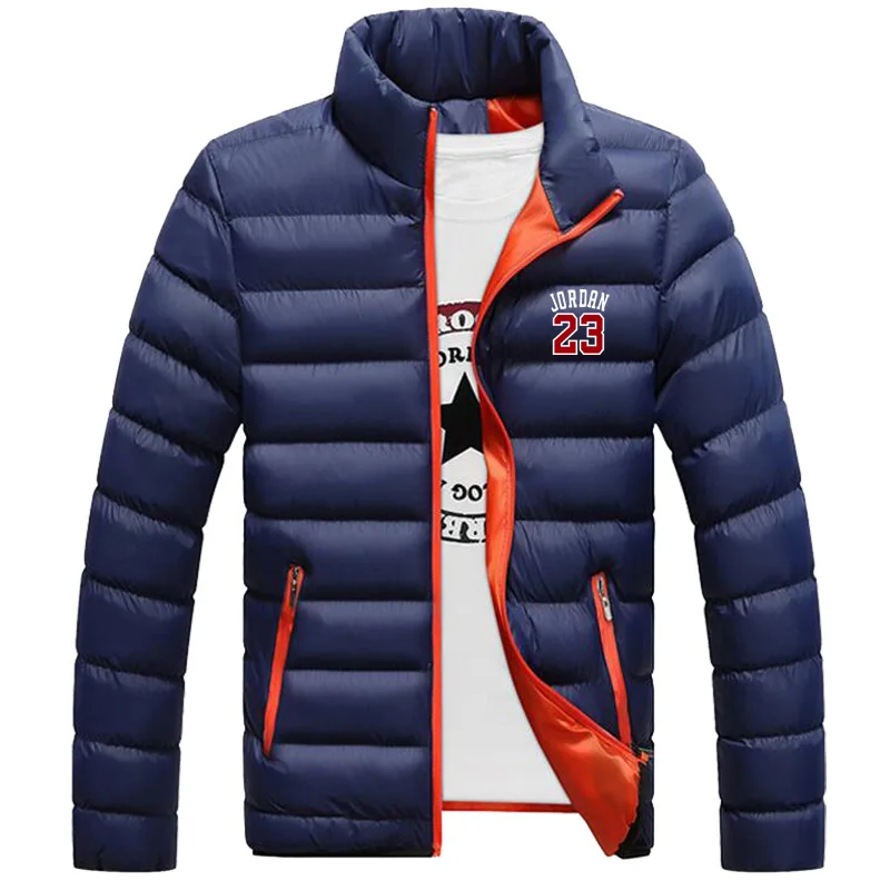 

Winter Jacket Men 2020 New Jordan 23 Print Casual Thicken Warm Cotton Men Jacket Slim Clothes Youth Soild Jacket Men's Wear