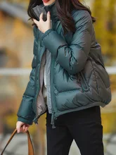 

2021 Cotton-padded Jacket, Warmth, White Duck Down, Stand-up Collar, Short Down Jacket, Women's Winter New Style