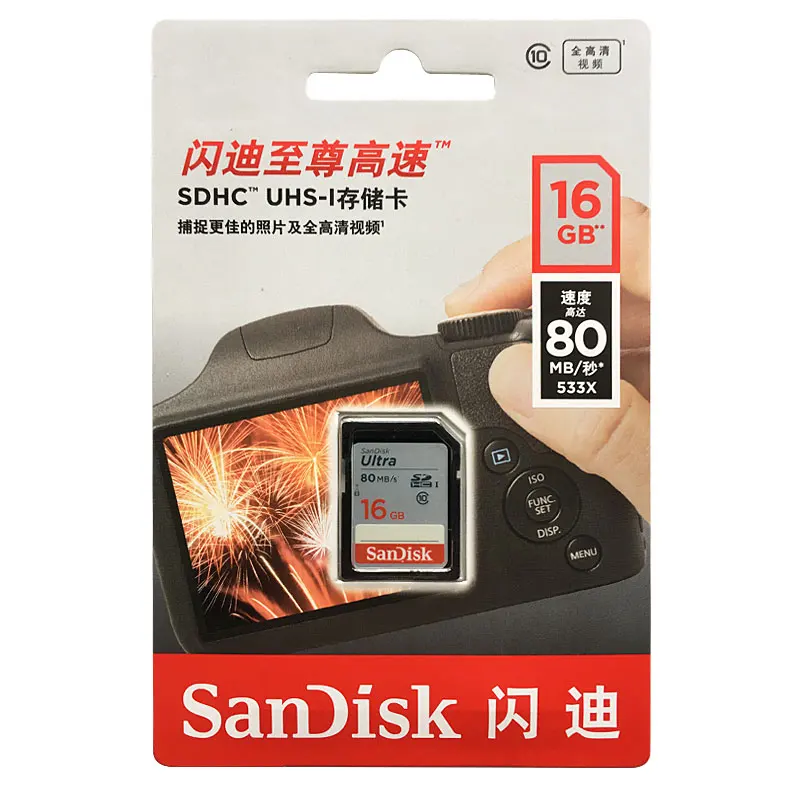 SanDisk Ultra SD карта 64 Гб карта памяти 32 Гб 16 Гб SDHC карта 128 ГБ SDXC UHS-I C10 Full HD Запись для камеры/SLR/планшета 80 МБ/с./с