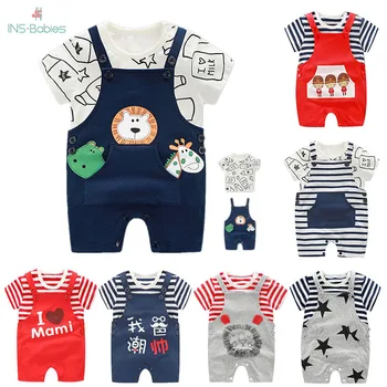 

2pcs Baby Boys Girls Clothing Sets Summer Clothes For Baby Boys Short Sleeve Newborn-baby-clothes Tshirt+strap Pants Girls