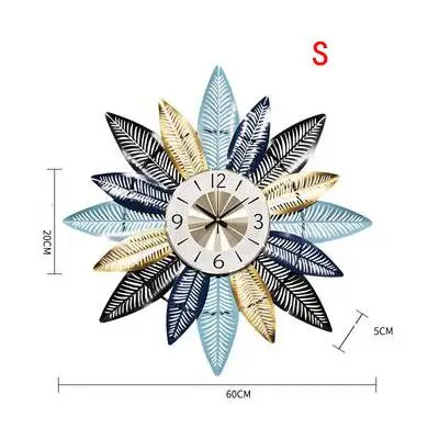 Nordic Творческий металлические настенные часы настенные подвесные украшения ремесла домашнего гостиная 3D стены Стикеры немой настенные росписи - Цвет: style5--S