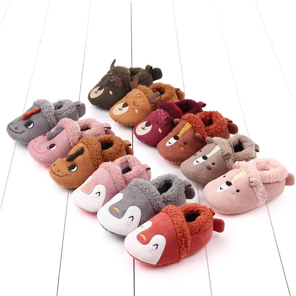 Baby Shoes Adorable Infant Slippers Toddler Baby Boy Girl Knit Crib Shoes Cute Cartoon Anti-slip Prewalker Baby Slippers