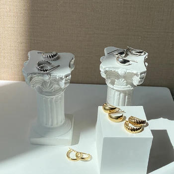 

MENGJIQIAO New Fashion Punk Cute Metal Square Hoop Earrings For Women Girls Geometric Knot Circle Brincos Ear Accessory Jewelry