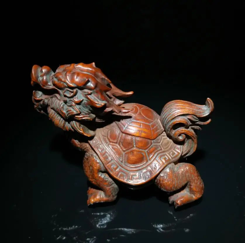 

China Hand-carved boxwood dragon turtle small crafts statue