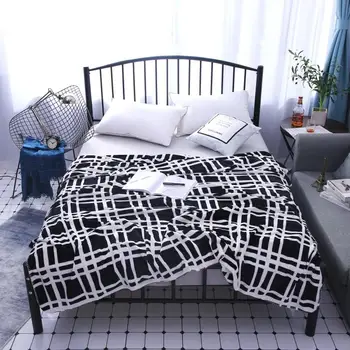 

Lattice Throw Blanket Black and White Flannel Blanket Bedding Couch Soft Plush Bedding Bedspread Thin Quilt