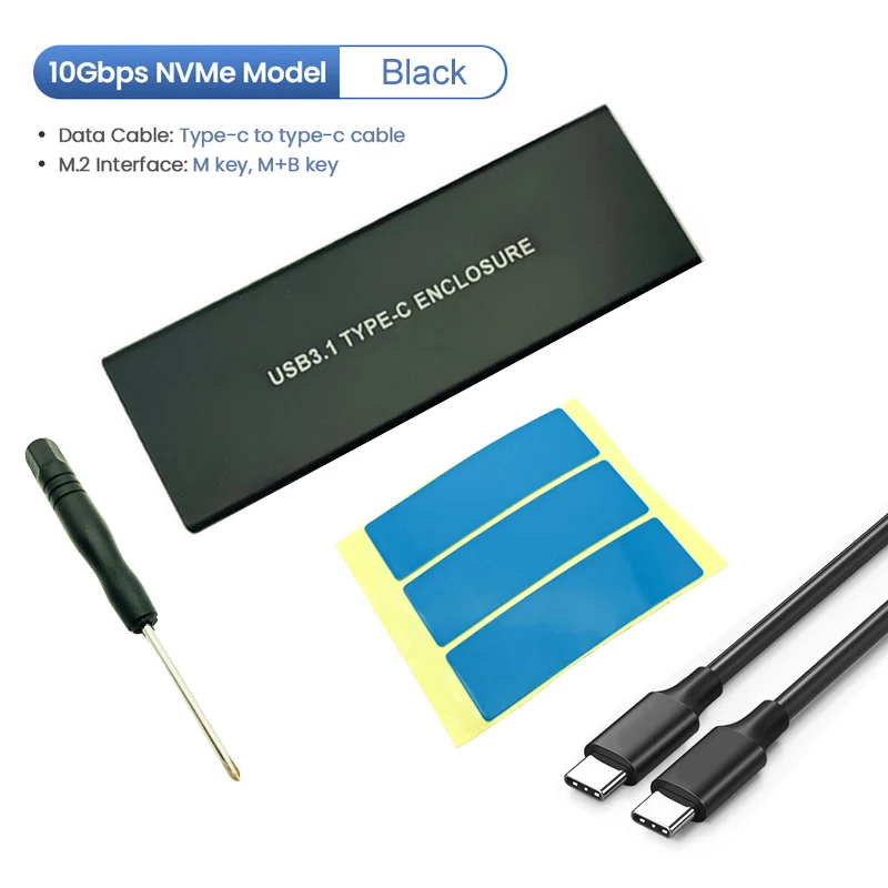 NVMe PCIE USB 3,1 корпус для жесткого диска M.2 к USB SSD корпус для жесткого диска Тип C 3,1 м соединитель в форме ключа для 2230 2242 2260 2280 корпус - Цвет: Синий