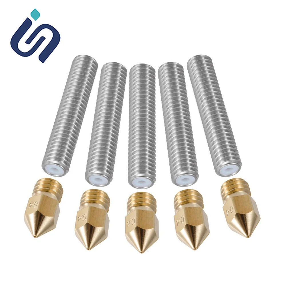 

10PCS M6 MK8 Nozzle Extruder Throat Tubes + 0.4mm Brass Extruder Nozzle Print Heads for Anet A8 A6 3D Printer Parts