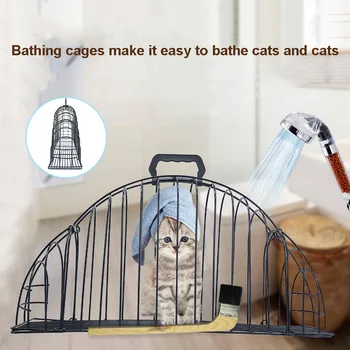 

Easy Bath Lightweight Cat Shower Protect Owner 2 Door Pet Supplies Hair Dryer Cage Anti-grab