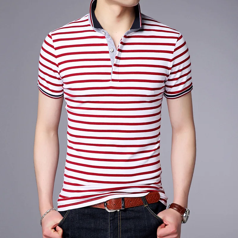 MRMT Brand New Summer Mens T-Shirt Business Casual Short-Sleeved Men T Shirt Youth Turtleneck Striped Shirt Tshirt For Male