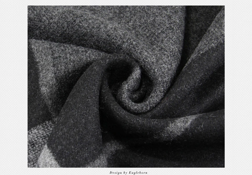 Мужской черный шарф, модный клетчатый серый зимний кашемировый шарф, шарф с кисточками, теплый шейный платок для папы, одеяло из кашемира