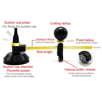 

40cm Multifunction Compasses Circular Durable Practical Hand Tools Industrial DIY Metal Home Suction Cup Circle Cutter For Glass