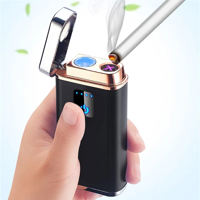 Светодиодный фонарик 2A power Bank электрическая зажигалка для сигарет Smart Touch индукция двойная дуга электронная USB Зажигалка зарядное устройство Pal гаджет