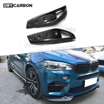 

For BMW X5M F85 X6M F86 2015 -2019 Dry Carbon Fiber Front Foglamp Grill Eyelids Trim Covers Car Styling