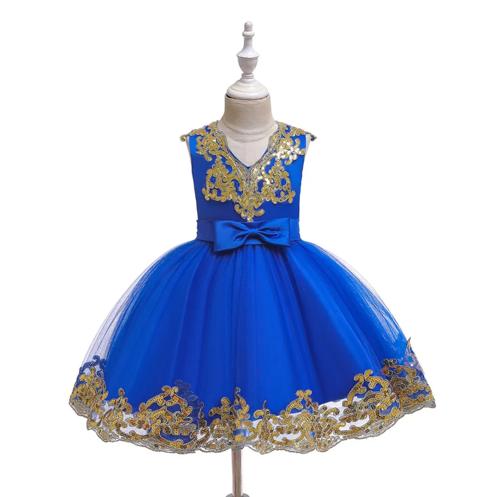 Детское праздничное платье для дня рождения для девочек платье принцессы Пышное Платье-пачка для девочек с блестками, Свадебные Платья с цветочным узором для девочек