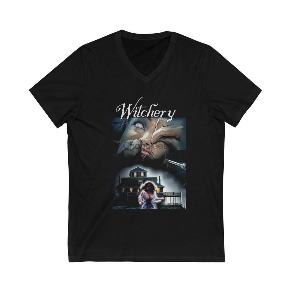 Witchery (La Casa 4 Witchcraft) постер художественный 1988 V-образный вырез Футболка с принтом
