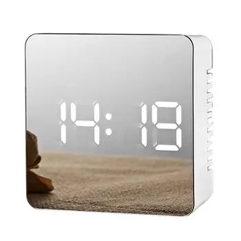 

Led Alarm Clock Digital Electronic Led Mirror Clock Multifunction Temperature Snooze Large Display Home Decor