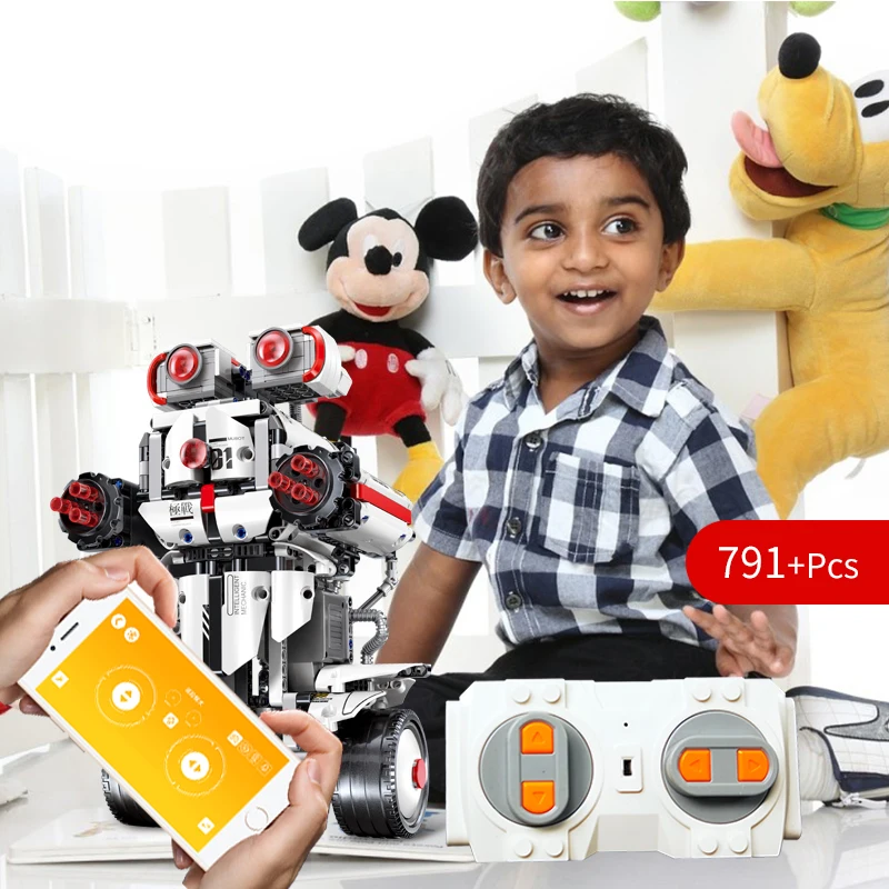 

Technic Series Phone Voice Remote Control Crawler Rechargeable Programming Intelligent Robot Model Electric Toys Gifts