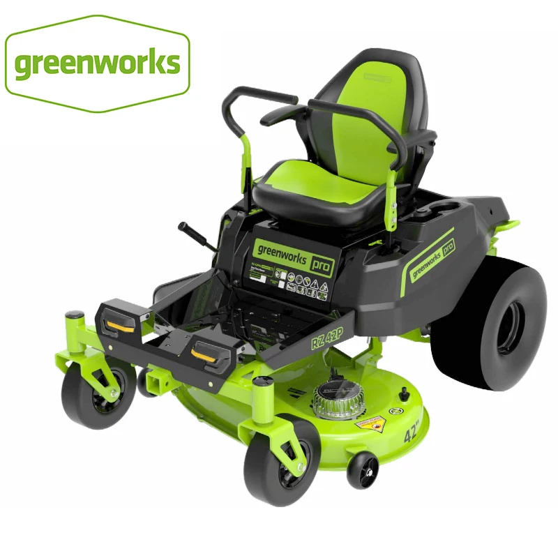 Greenworks 상용 라이드 온 제로 턴 깎는 기계, 최대 24 마력 가정용, 배터리 및 충전기 6 개, 정원, 82V, 42 인치