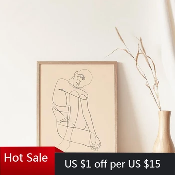 

Woman Body Fine Line Print Abstract Art Drawing Picture Canvas Painting Scandinavian Wall Art Poster Minimalist Boho Home Decor