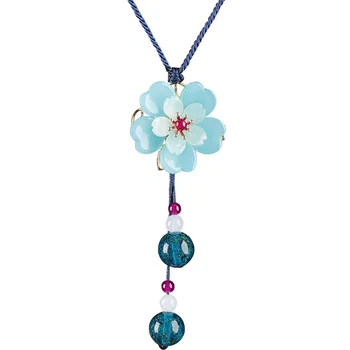 

Cute Blue Snowflake Long Necklace Fashion Crystal Flower Swan Rose Pendant Necklaces Adjusted Sweater Chain