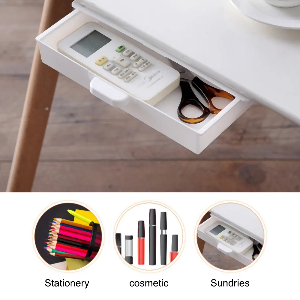 Desk Drawer Hidden Organizer Storage Box Hidden Office Drawer